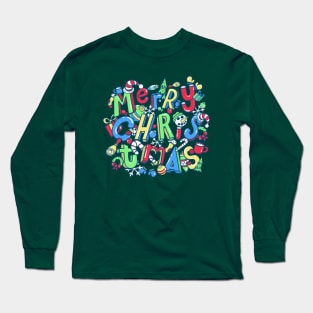 Christmas Icons Collage Long Sleeve T-Shirt